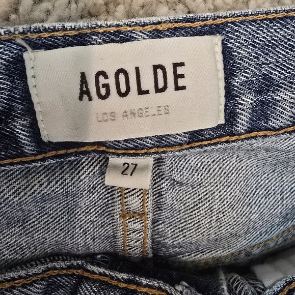 AGOLDE Lana Jean  Backdrop Blue Straight Leg Distressed Jeans 27 Aritzia - Picture 13 of 16